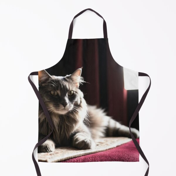 Item preview, Animals - Gray and White Cat, Theatrical Portrait on Burgundy Velvet designed and sold by World-Pets.
