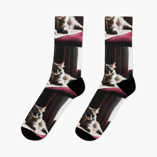 Item preview, Animals - Gray and White Cat, Theatrical Portrait on Burgundy Velvet designed and sold by World-Pets.