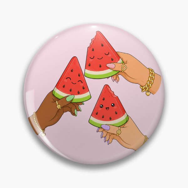 Item preview, Hands Holding Kawaii Watermelon Slices Illustration designed and sold by DjFreeq.