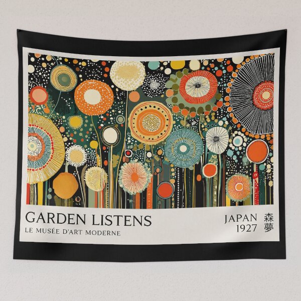 Item preview, Garden Listens Japanese Modern Art Poster, Colorful Floral Circle Flowers Print, Le Musée d'Art Moderne Japan 1927 Wall Decor designed and sold by MorningJoco.