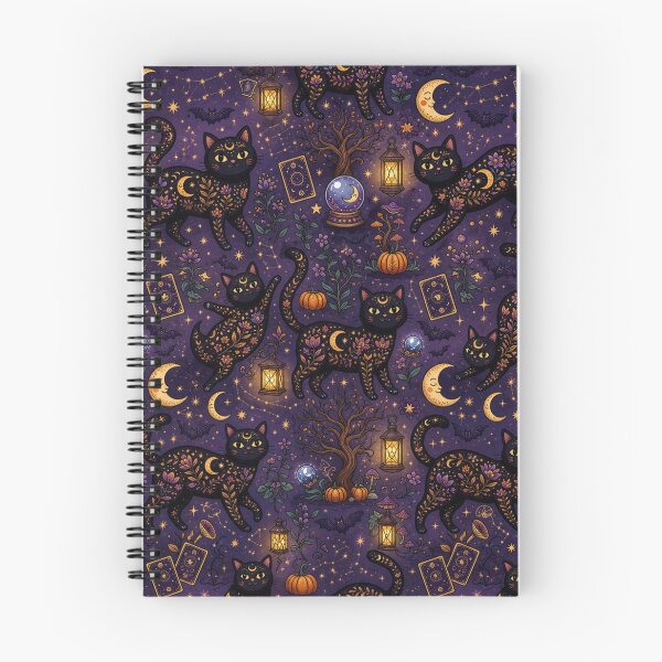 Item preview, Black Cat Halloween Witchy Seamless Pattern designed and sold by Iampoji.