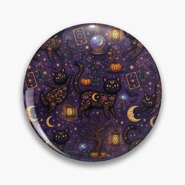 Item preview, Black Cat Halloween Witchy Seamless Pattern designed and sold by Iampoji.