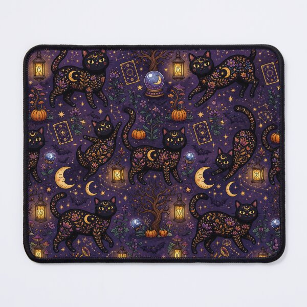 Item preview, Black Cat Halloween Witchy Seamless Pattern designed and sold by Iampoji.