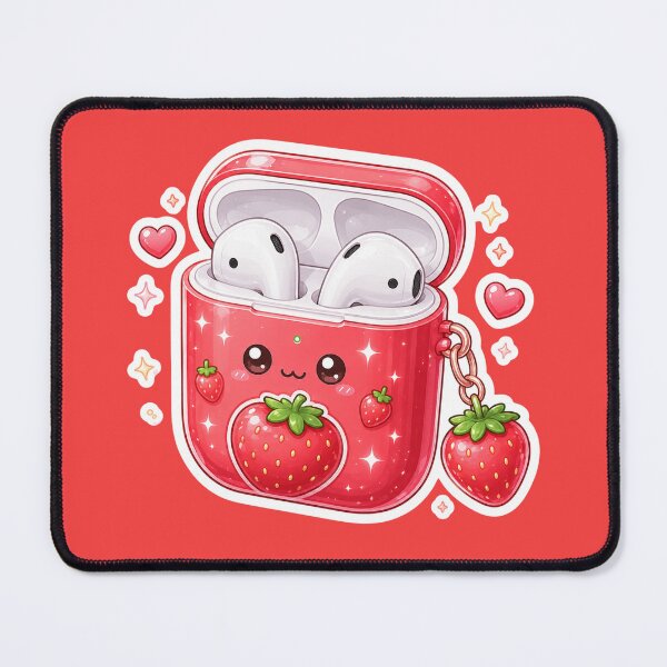 Item preview, Cute Strawberry Kawaii Wireless Earbuds Sticker designed and sold by Christiana-Art.