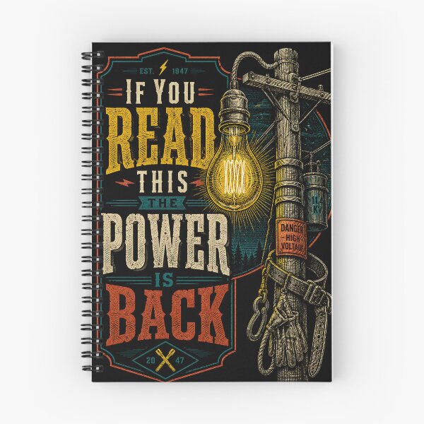 Item preview, Vintage Lineman Engraving If You Read This The Power Is Back designed and sold by RoyalOrderGallery.