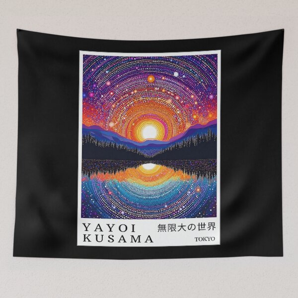 Item preview, Inspired by Yayoi Kusama Infinite World Sunset Poster, Colorful Dot Art Sunrise Reflection Print, Tokyo Japanese Modern Wall Decor designed and sold by MorningJoco.