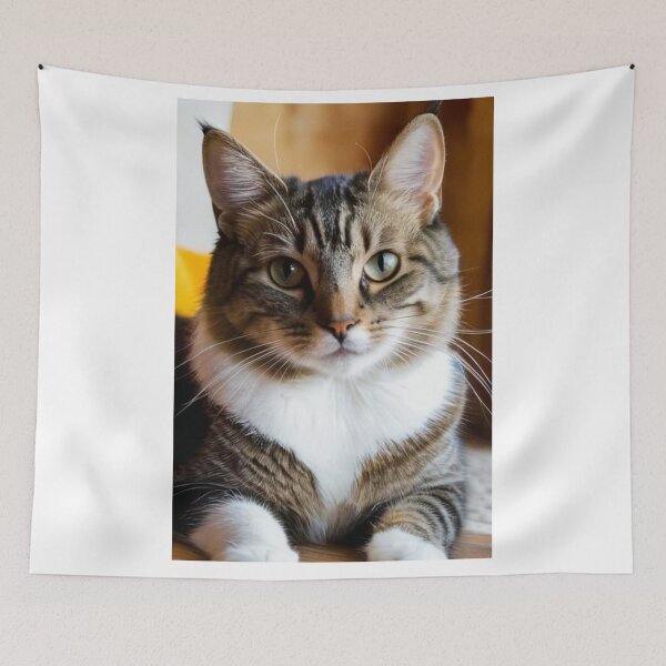Item preview, Animals - Gray and White Tabby Cat, Piercing Green-Eyed Gaze designed and sold by World-Pets.