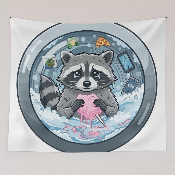 Item preview, Sad Raccoon Washing Cotton Candy Washing Machine designed and sold by Arc2020.