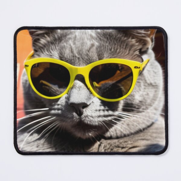 Item preview, Animals - Gray Cat with Neon Sunglasses, Retro 1980s Humor designed and sold by World-Pets.
