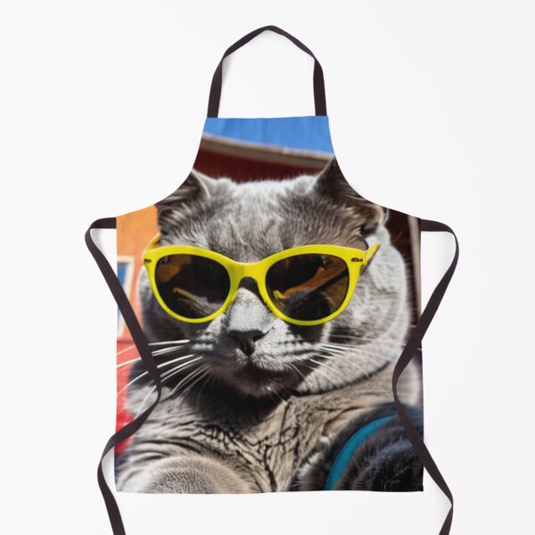 Item preview, Animals - Gray Cat with Neon Sunglasses, Retro 1980s Humor designed and sold by World-Pets.