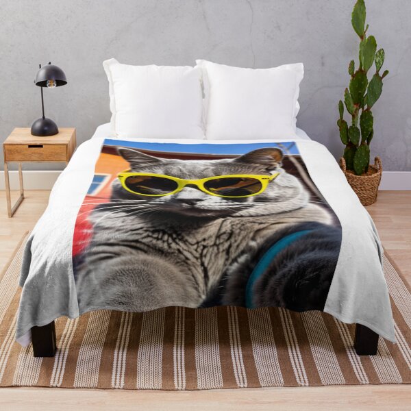 Item preview, Animals - Gray Cat with Neon Sunglasses, Retro 1980s Humor designed and sold by World-Pets.