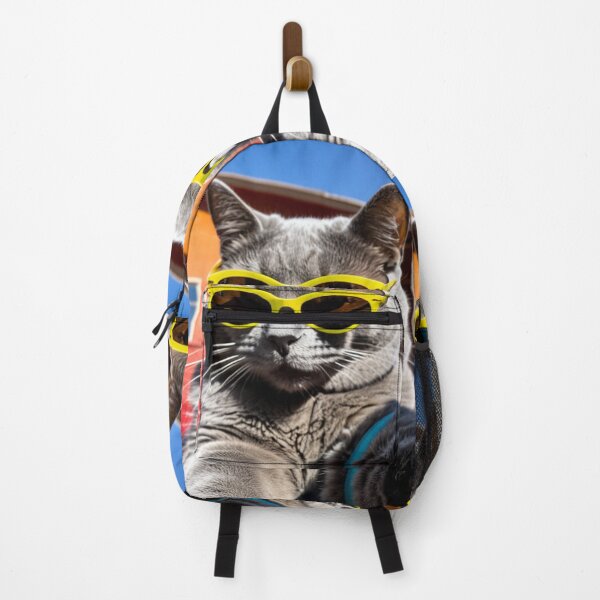 Item preview, Animals - Gray Cat with Neon Sunglasses, Retro 1980s Humor designed and sold by World-Pets.