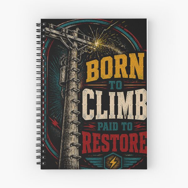 Item preview, Retro Lineman Engraving - Born to Climb Paid to Restore designed and sold by RoyalOrderGallery.