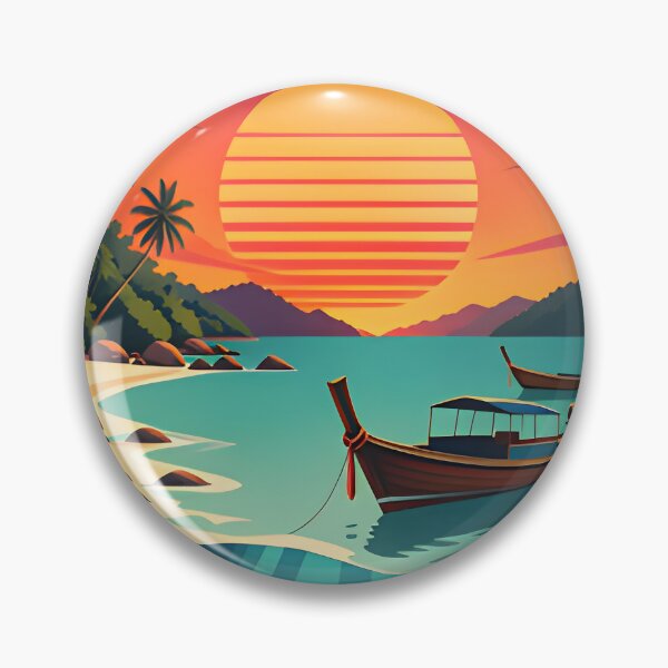 Item preview, Ocean Soul – Retro Tropical Sunset Illustration designed and sold by Spirit of Siam.