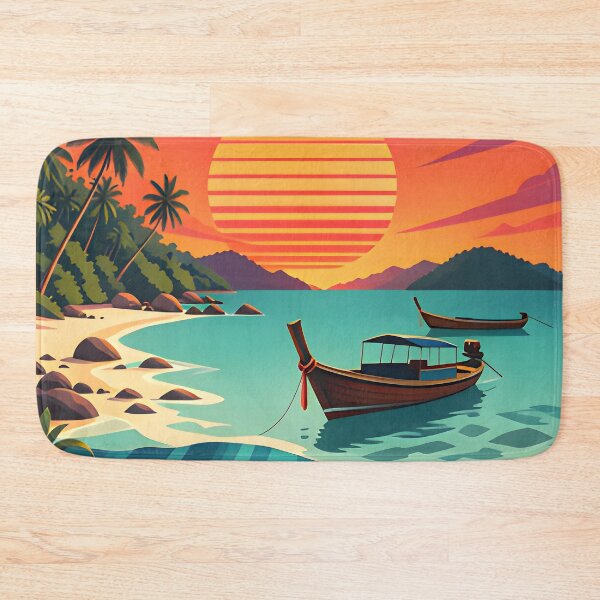 Item preview, Ocean Soul – Retro Tropical Sunset Illustration designed and sold by Spirit of Siam.