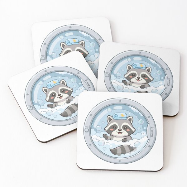 Item preview, Cute Raccoon Bubble Bath Washing Machine Window designed and sold by Arc2020.