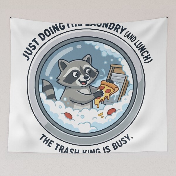 Item preview, Funny Raccoon Washing Pizza Slice Laundry Window designed and sold by Arc2020.