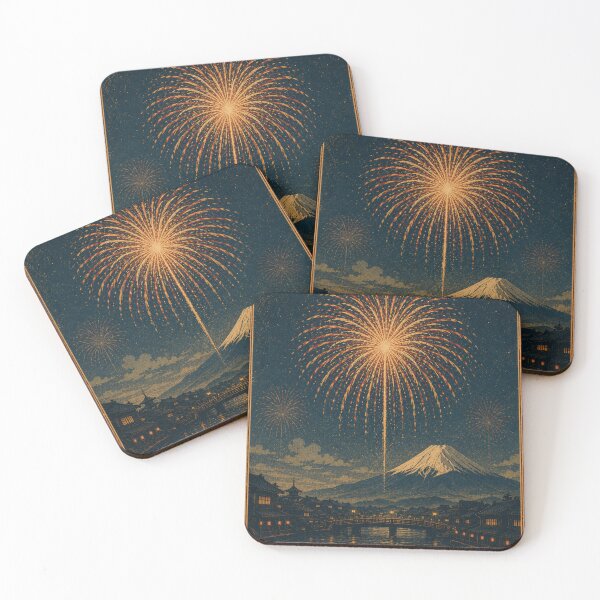 Item preview, Hanabi Japan Vintage Fireworks Poster Sticker/T-Shirt Art designed and sold by Locker39.
