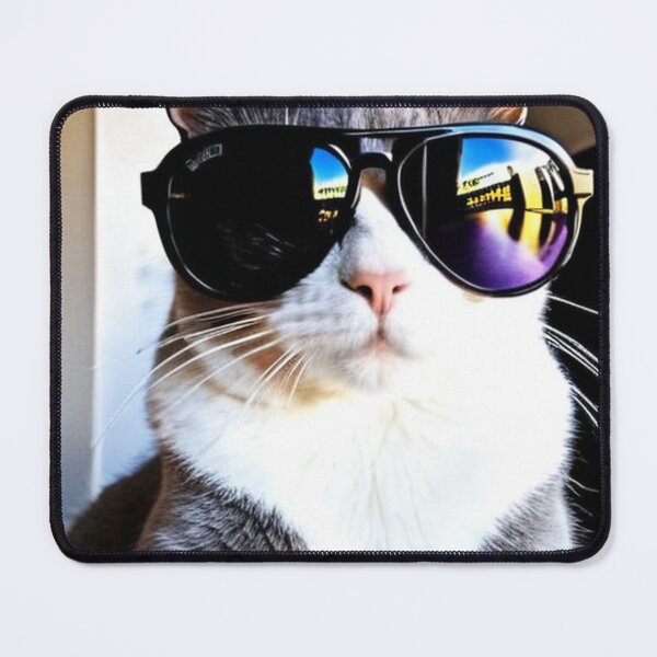 Item preview, Animals - Grey and White Cat with Aviator Sunglasses, Quirky Cool Cat Humor designed and sold by World-Pets.