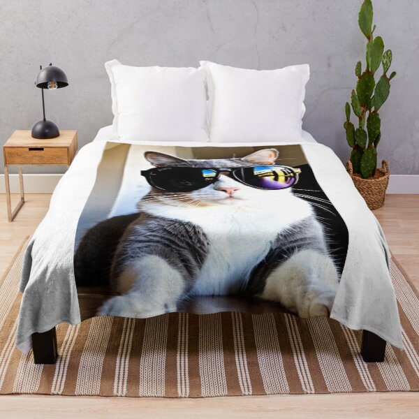 Item preview, Animals - Grey and White Cat with Aviator Sunglasses, Quirky Cool Cat Humor designed and sold by World-Pets.