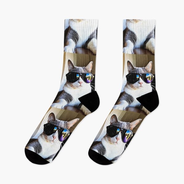 Item preview, Animals - Grey and White Cat with Aviator Sunglasses, Quirky Cool Cat Humor designed and sold by World-Pets.