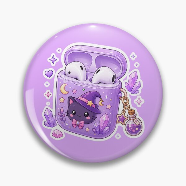 Item preview, Cute Witch Cat Kawaii Wireless Earbuds Sticker designed and sold by Christiana-Art.