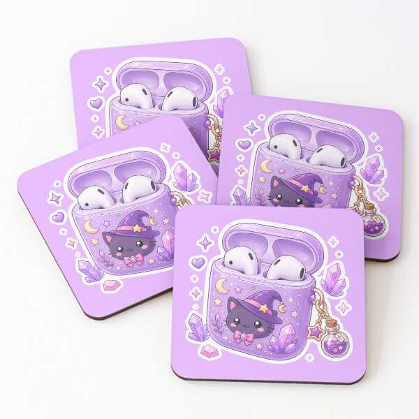 Item preview, Cute Witch Cat Kawaii Wireless Earbuds Sticker designed and sold by Christiana-Art.
