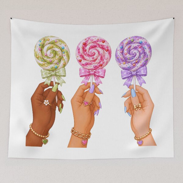 Item preview, Hands Holding Swirl Lollipops Candy Illustration designed and sold by DjFreeq.