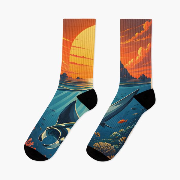 Item preview, Ocean Soul – Retro Tropical Sunset Illustration designed and sold by Spirit of Siam.