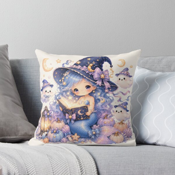 Item preview, Pastel Witch Mermaid Reading Magic Spell Book | Cute Halloween Ghost Fantasy designed and sold by looplandger.