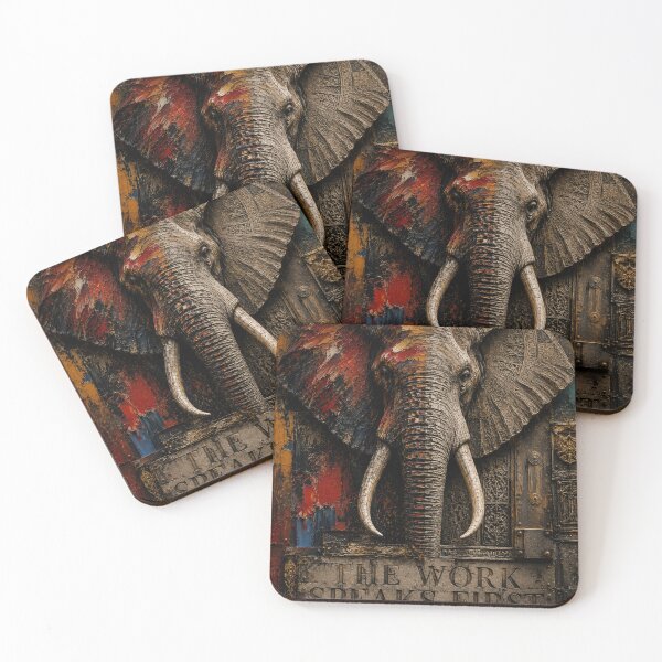 Item preview, Deep Work Engineer Geometric Elephant Stone Relief Home Office Wall Art Poster designed and sold by SavannaStrikes.