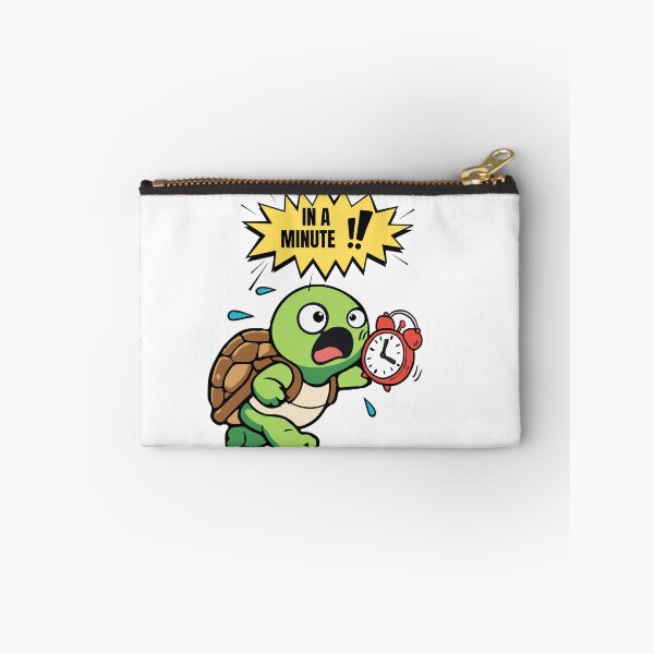 Item preview, In A Minute!- Funny Panicked Turtle Cartoon  designed and sold by WRParadise.