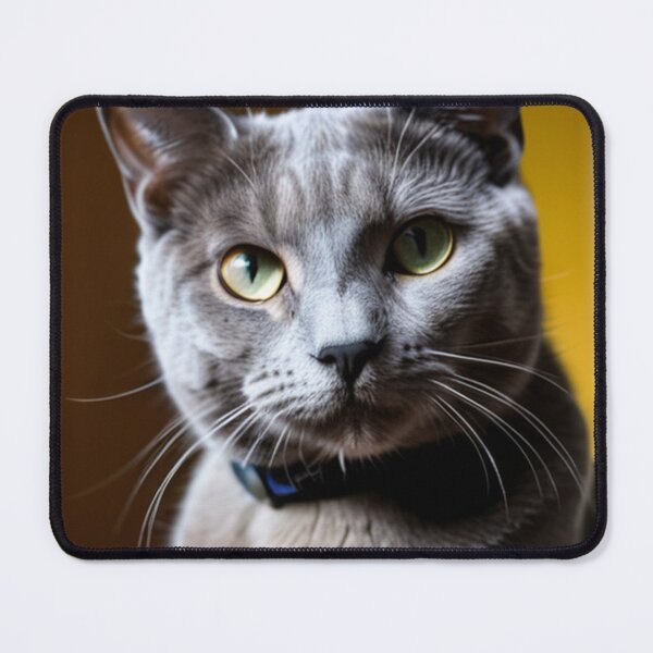 Artikelvorschau, Animals - Grey Cat with Amber Eyes, Elegant Feline Portrait entworfen und verkauft von World-Pets.