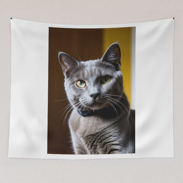Item preview, Animals - Grey Cat with Amber Eyes, Elegant Feline Portrait designed and sold by World-Pets.