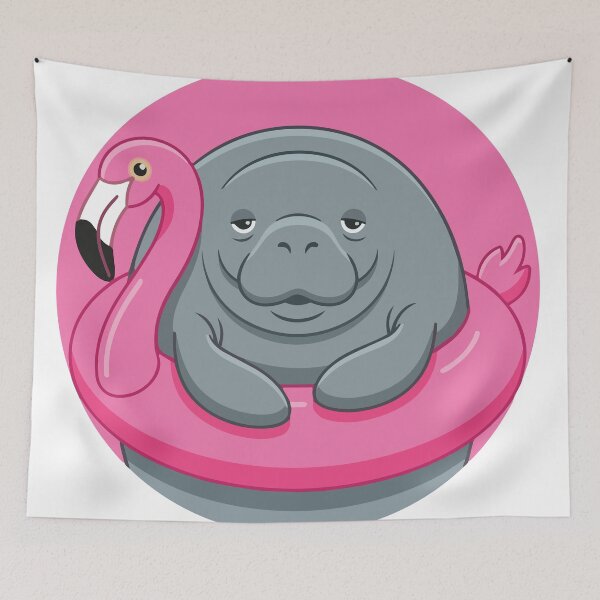 Item preview, Funny Chubby Manatee Pink Flamingo Pool Float designed and sold by Arc2020.