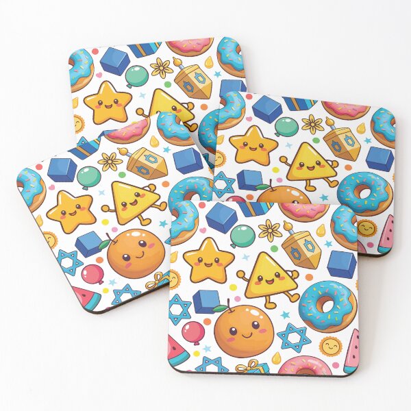 Item preview, Hanukkah Floating Treats Pattern | Cute Kawaii Dreidels, Donuts & Preschool Holiday Illustration designed and sold by Wintorque.
