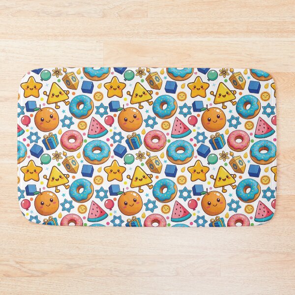 Item preview, Hanukkah Floating Treats Pattern | Cute Kawaii Dreidels, Donuts & Preschool Holiday Illustration designed and sold by Wintorque.