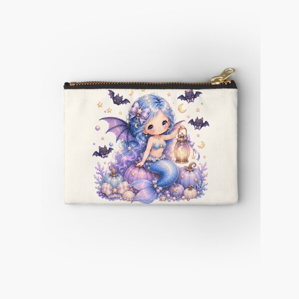 Item preview, Pastel Bat Wing Mermaid with Moon Lantern | Cute Halloween Fantasy Art designed and sold by looplandger.