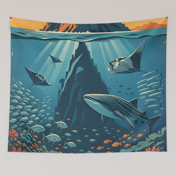 Item preview, Ocean Soul – Retro Tropical Sunset Illustration designed and sold by Spirit of Siam.