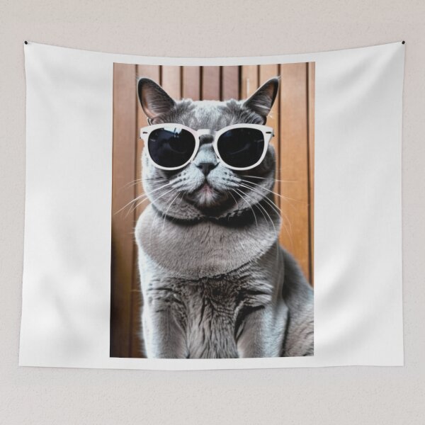 Item preview, Animals - Grey Cat with Sunglasses, Archetype of the Internet Meme Cool Cat designed and sold by World-Pets.