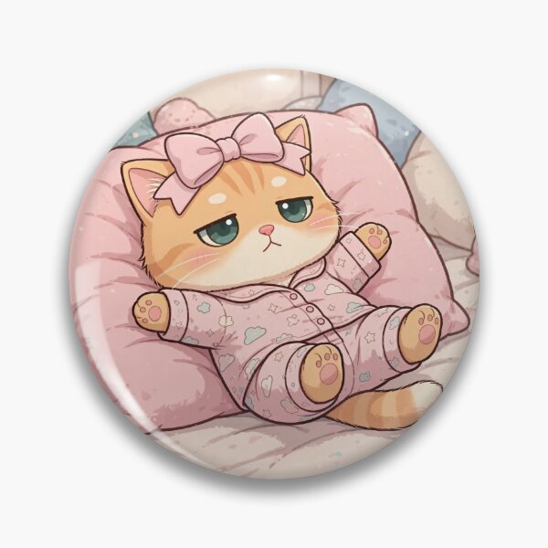 Item preview, Cute Sleepy Cat in Pink Pajamas designed and sold by Moody Vibes Studio.