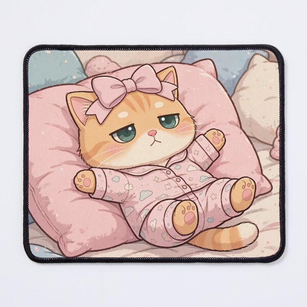 Item preview, Cute Sleepy Cat in Pink Pajamas designed and sold by Moody Vibes Studio.