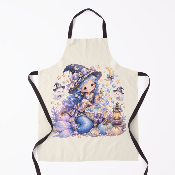 Item preview, Celestial Witch Mermaid Brewing Moon Magic | Cute Pastel Halloween Fantasy Art designed and sold by looplandger.