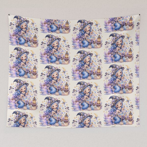 Item preview, Celestial Witch Mermaid Brewing Moon Magic | Cute Pastel Halloween Fantasy Art designed and sold by looplandger.