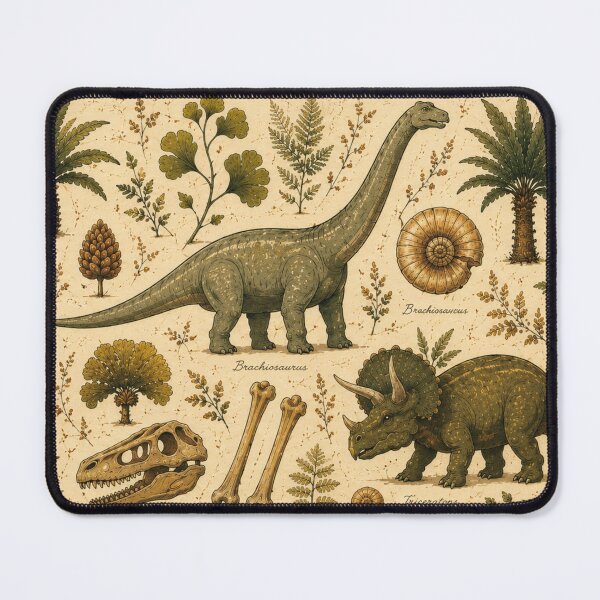 Item preview, Vintage Dinosaur Field Guide Desk Mat | Botanical Jurassic Illustration | Natural History Mouse Pad designed and sold by Tiny Realm Studio.