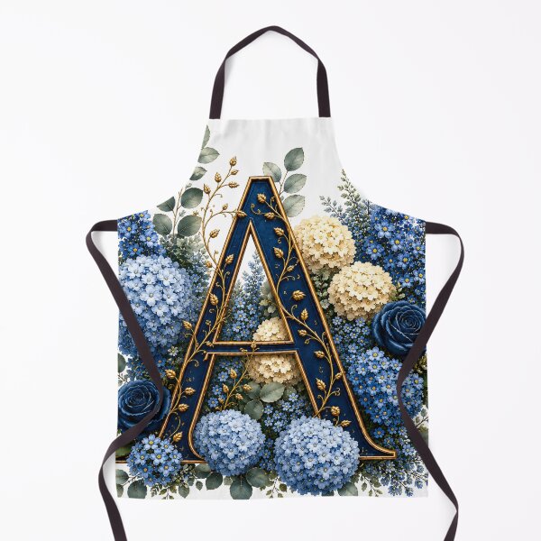 Item preview, Elegant Letter A Monogram with Blue Hydrangeas & Gold Botanical Design | Luxury Floral Initial Art designed and sold by MoodLay.