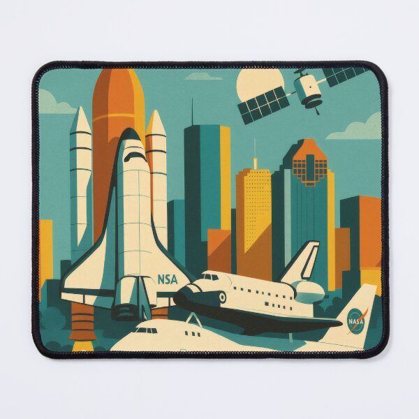 Item preview, Retro Pop Art Poster Illustration of Space Center Houston | Bold NASA-Inspired Space Exploration Print with Saturn V Rocket & Cosmic Retro Aesthetic | Vintage Science Wall Art Decor designed and sold by PaintedPixels01.