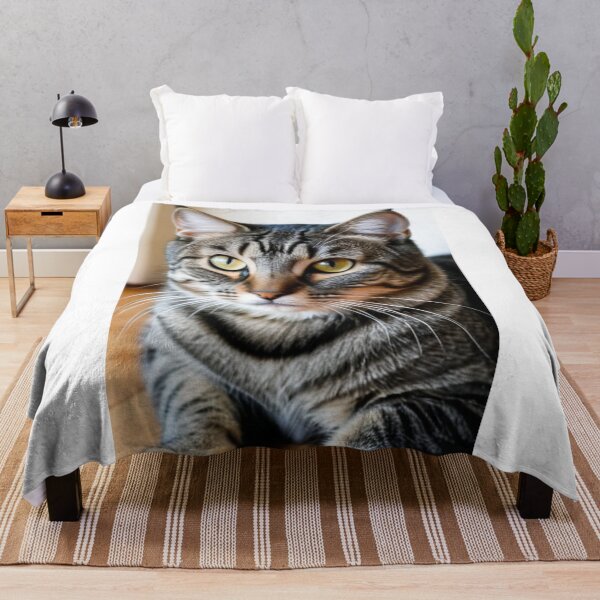 Item preview, Animals - Grey Tabby Cat, Realistic Portrait with Amber Gaze designed and sold by World-Pets.