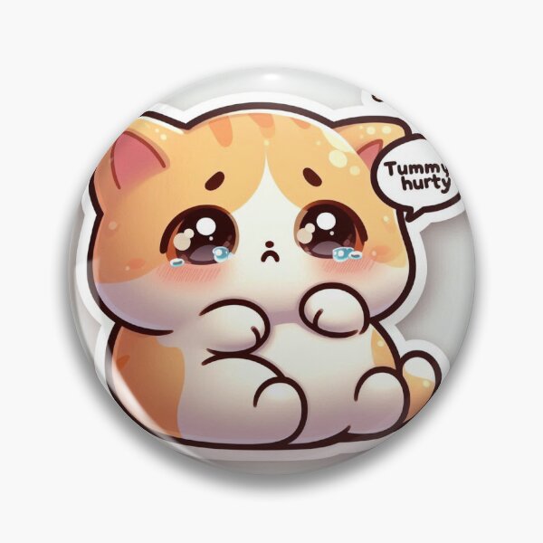 Item preview, Kawaii Tummy Hurty Cat Sticker | Cute Funny Meme designed and sold by PastelPawsArt.