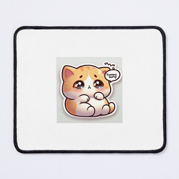 Item preview, Kawaii Tummy Hurty Cat Sticker | Cute Funny Meme designed and sold by PastelPawsArt.